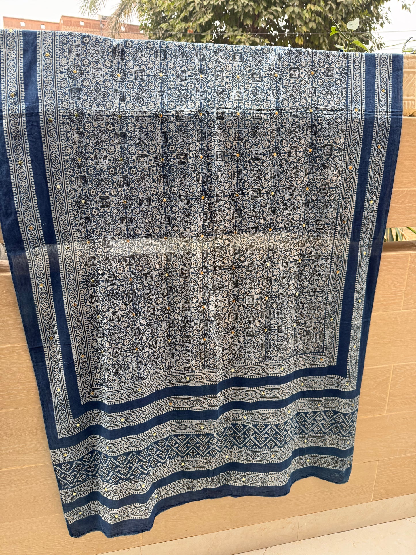 Mukesh on Natural Dyed Lawn Shawl