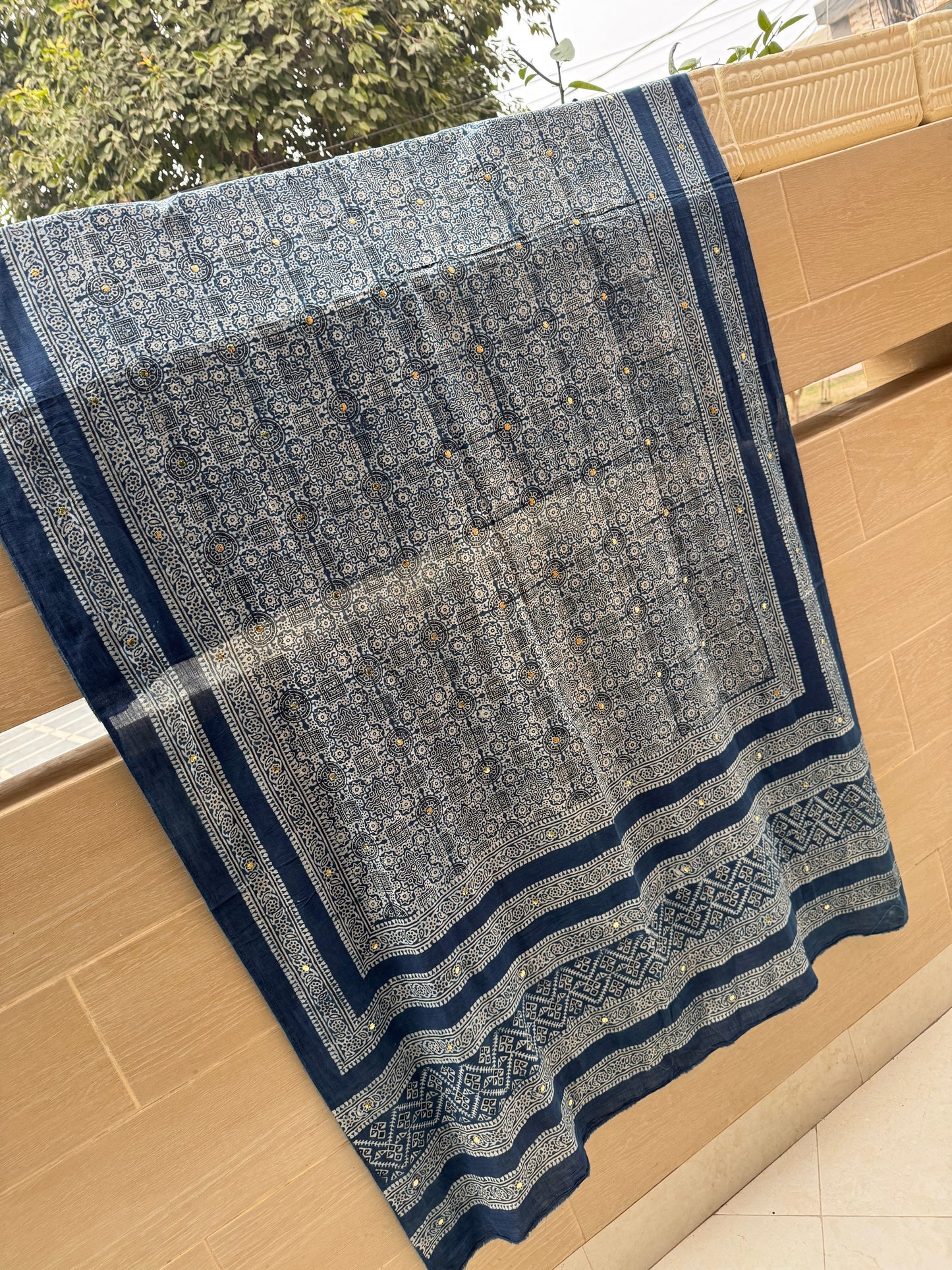 Mukesh on Natural Dyed Lawn Shawl