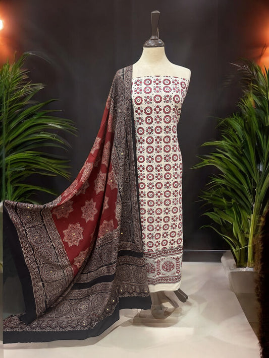 Royal Mukesh work 2pc Natural dyed Blocl Print